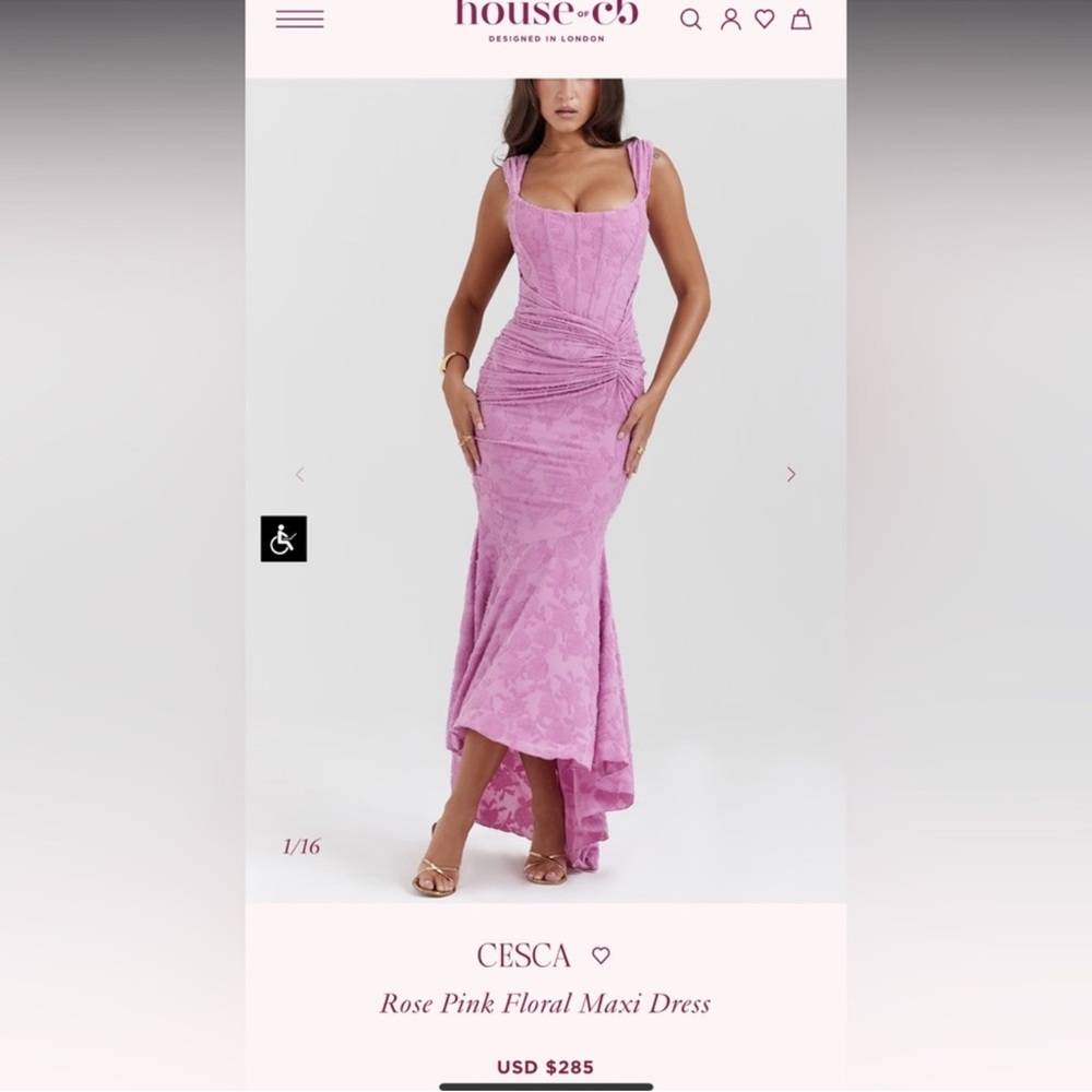 Elegant "Cesca" Rose Pink Floral Maxi Dress